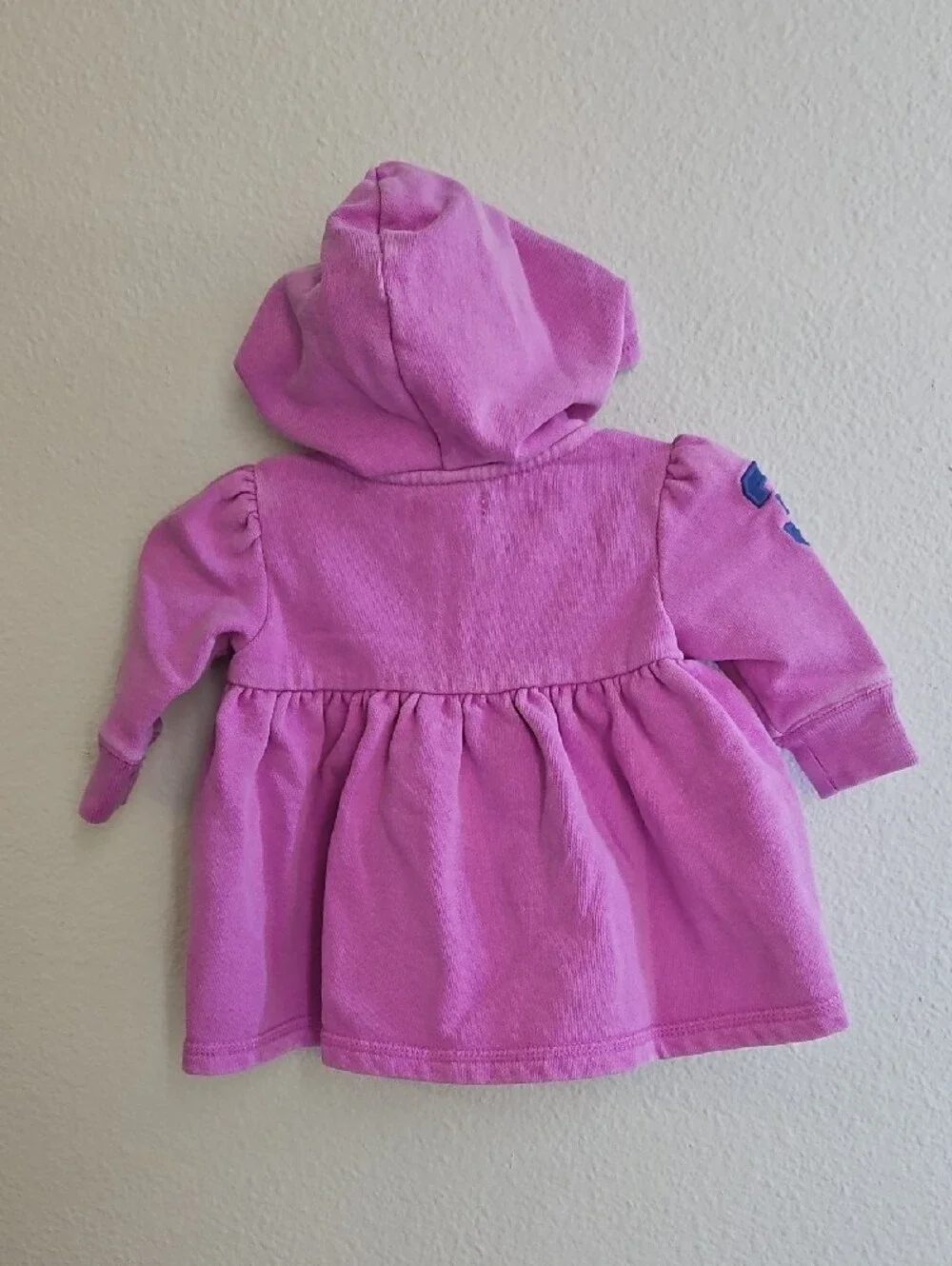 Ralph Lauren Baby Lavender Pink Hooded Zip Sweater with Navy Pony 3 Months